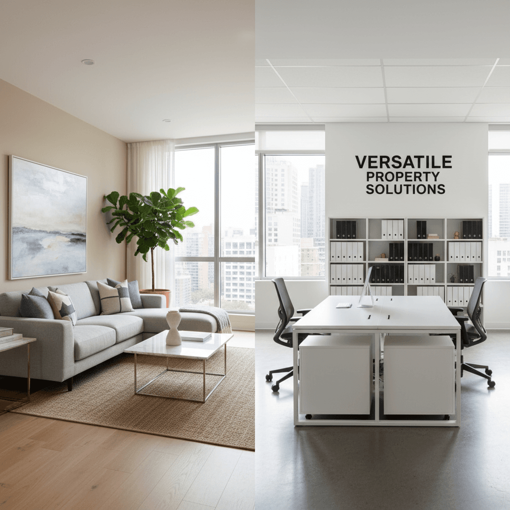 Clean residential living space and professional office environment